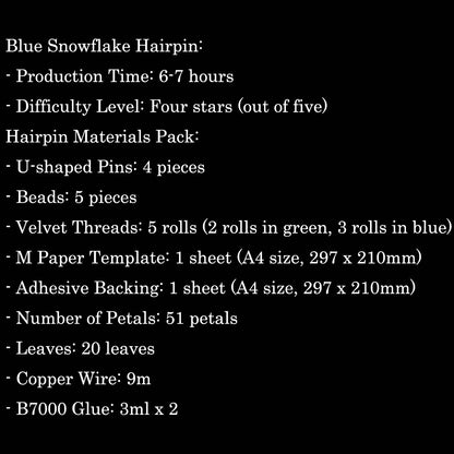 Blue Snowflake Chanhua Materials Flowers DIY Kit - Include Detailed Video Tutorial