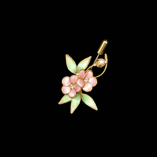 Handmade Ronghua Pink Blossom Brooch - Luxury Silk Floral Pin & Versatile Accessory