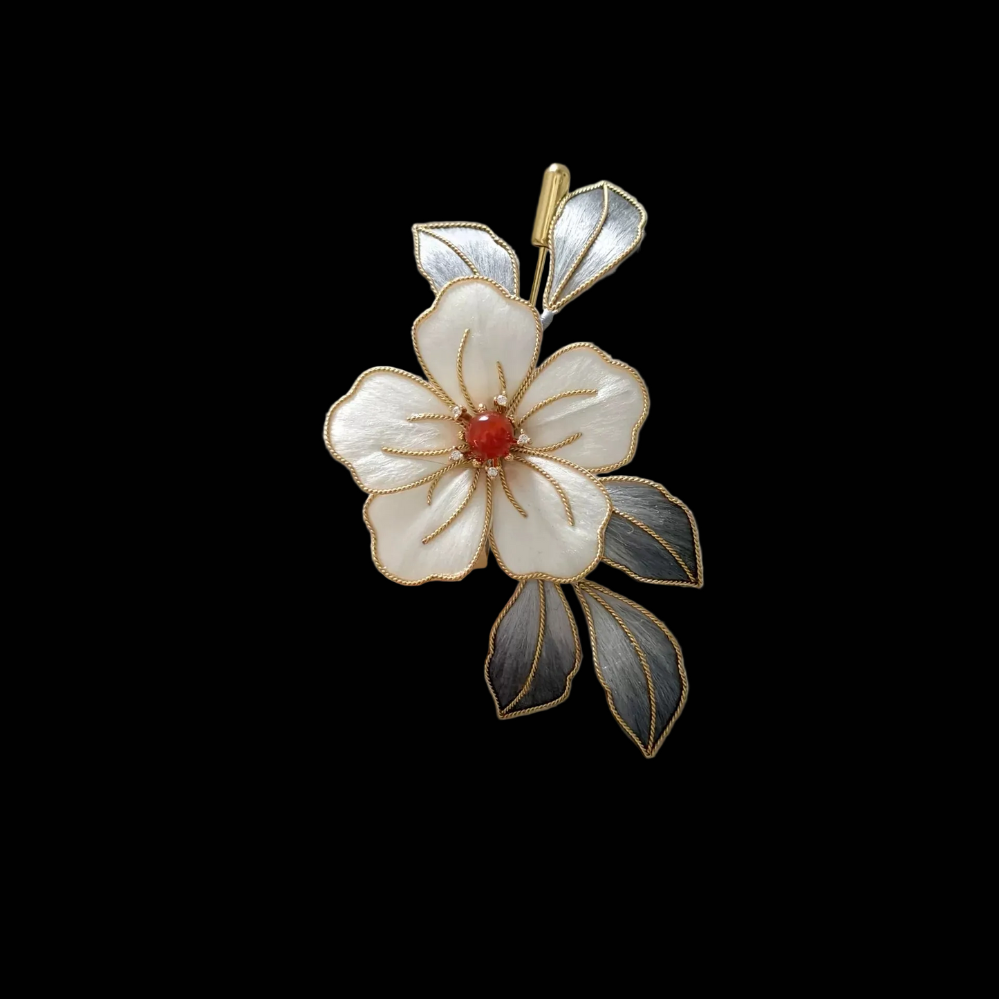 Handmade Ronghua White Flower Brooch - Luxury Silk Floral Pin & Versatile Accessory