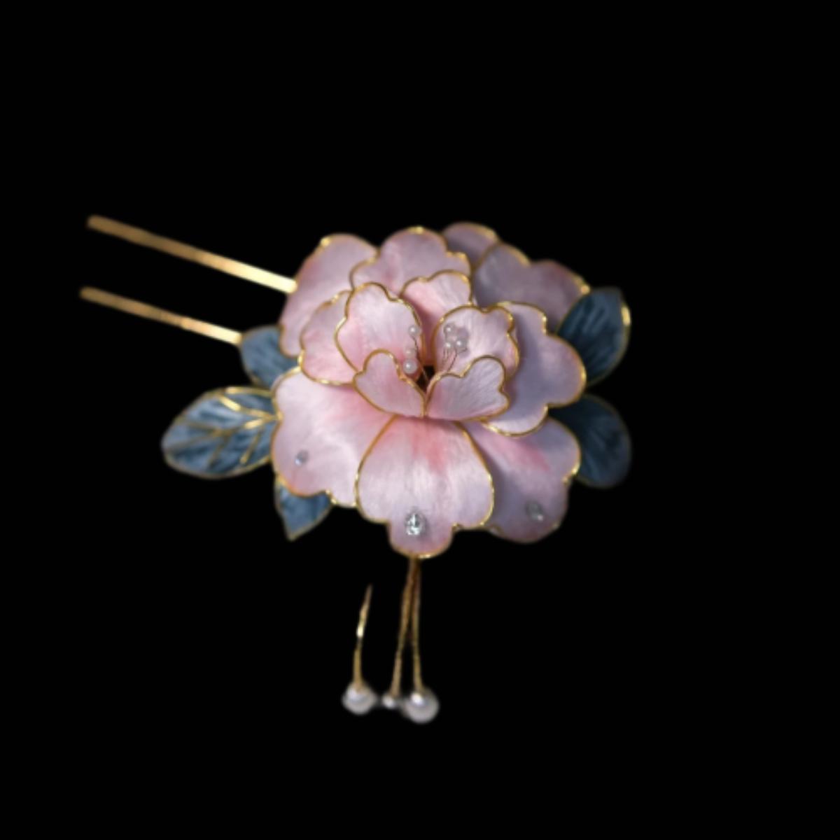 Fermaglio Rosa su Misura - Fiore di Seta (Ronghua)