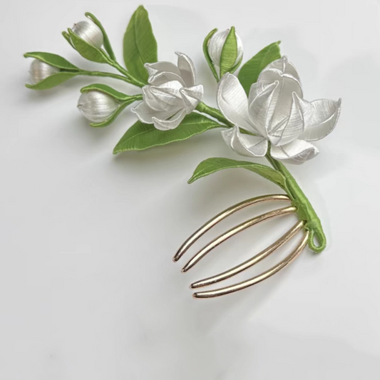 Jasmine Hair Comb Chanhua Materials Flowers DIY Kit - Include Detailed Video Tutorial