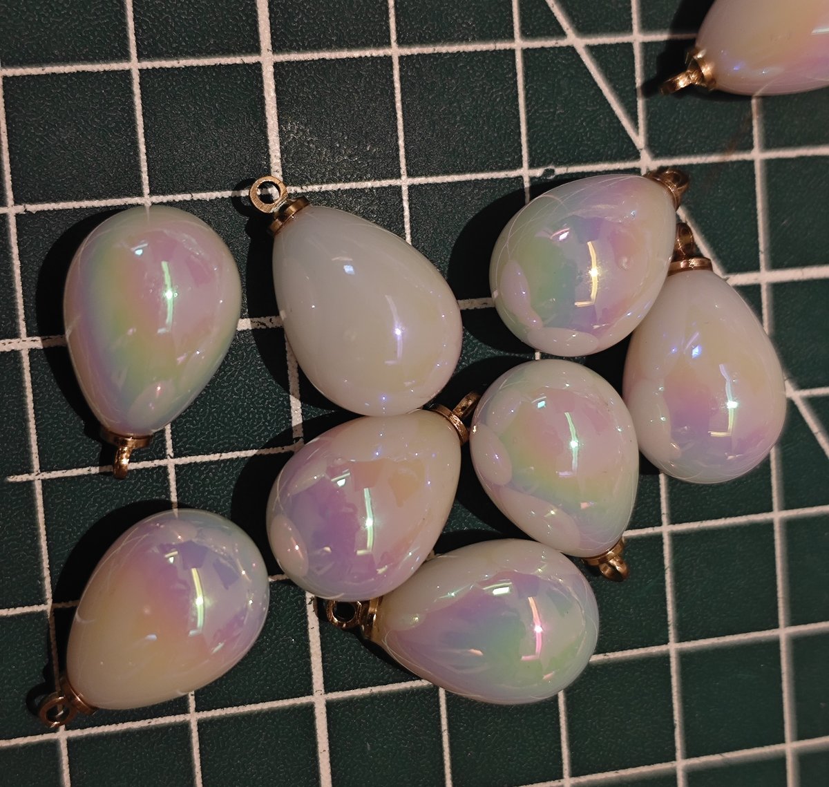 5 Pieces HB004 DIY Craft Supply: Iridescent Mermaid Tear Drop Pendants for Jewelry, Hanfu & Chanhua Accessory Making