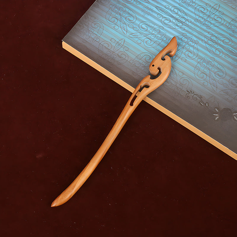 PF079 - 18cm Peach Pear Wood Hair Sticks - Wholesale