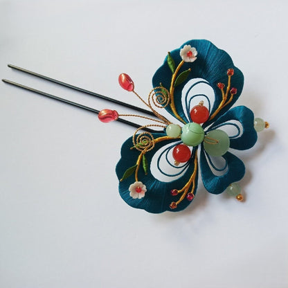 Handmade Thread-Wrapped "Multi-Treasure" Butterfly Hairpin - Artisanal Chanhua Aesthetic Hair Accessory