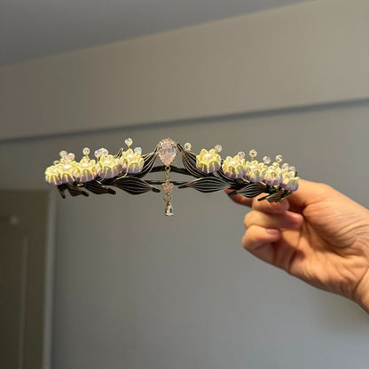 Handmade Lily of the Valley Princess Tiara - Artisanal Chanhua Floral Crown