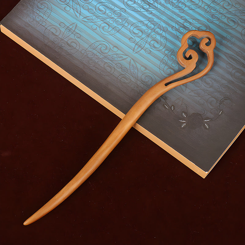 PF079 - 18cm Peach Pear Wood Hair Sticks - Wholesale