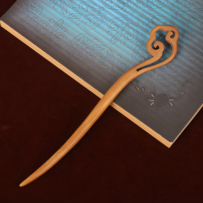 PF079 - 18cm Peach Pear Wood Hair Sticks - Wholesale