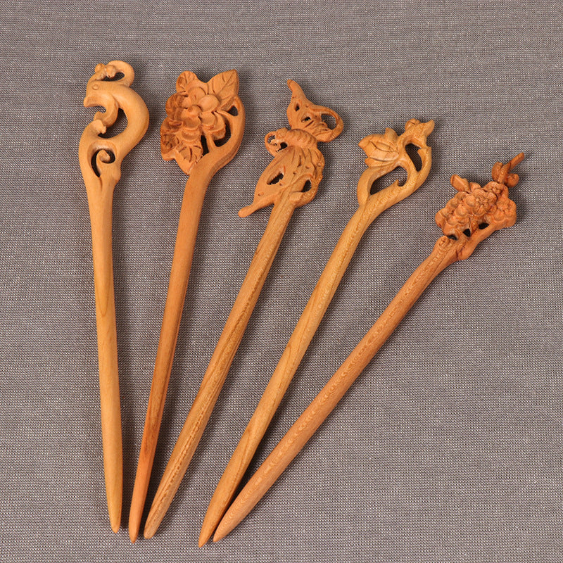 PF117 - 18cm Peach Wood Hair Sticks - Wholesale