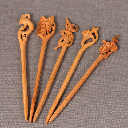 PF117 - 18cm Peach Wood Hair Sticks - Wholesale