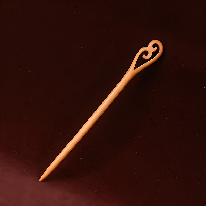 PF079 - 18cm Peach Pear Wood Hair Sticks - Wholesale