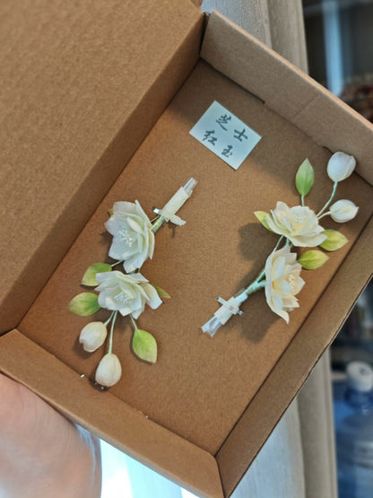 Handmade Ronghua Jasmine Flower - Lifelike Botanical Hair Accessory
