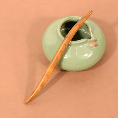 PF096- 15cm Green Sandalwood Hair Sticks - Wholesale