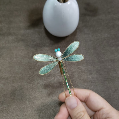 Handmade Ronghua Dragonfly Hairpin - Wedding, Daily & Banquet