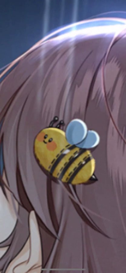A handmade little bee hair clip that can be used as a brooch, with yellow - black body, blue wings, and cute eyes-3