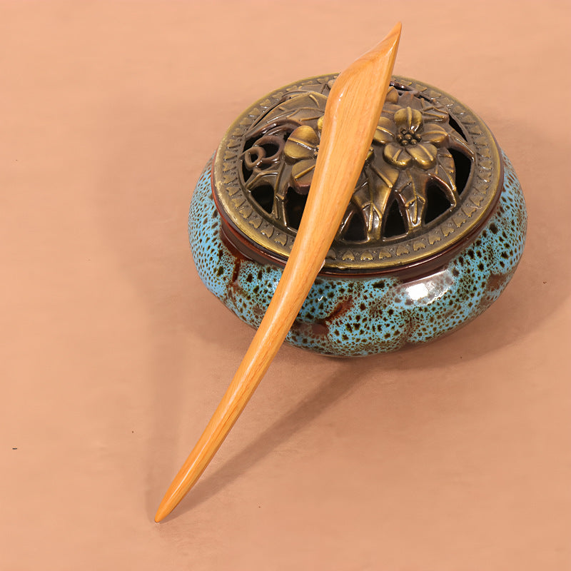 PF096- 15cm Green Sandalwood Hair Sticks - Wholesale