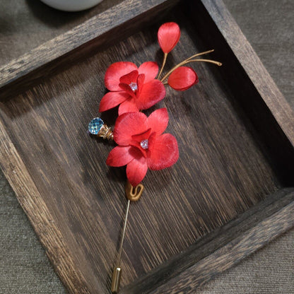 Handmade Ronghua Phalaenopsis Brooch - Crystal Drop - Wedding & Daily