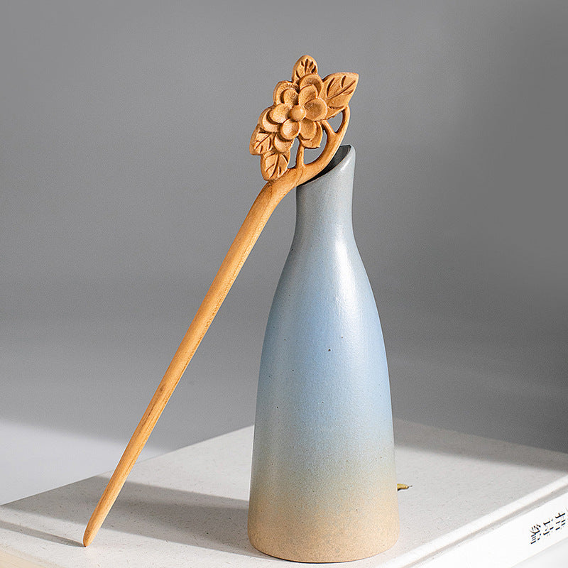 PF192 - Peach Wood Hair Sticks - Wholesale