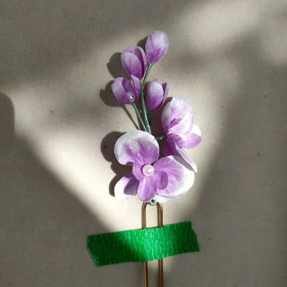 Fermaglio per capelli Ronghua in orchidea viola sfumata fatto a mano - Fascia floreale artigianale in seta