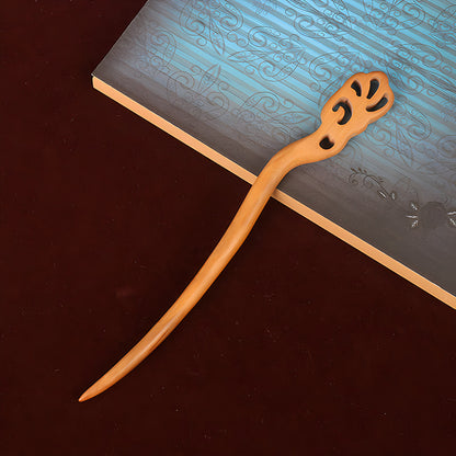 PF079 - 18cm Peach Pear Wood Hair Sticks - Wholesale