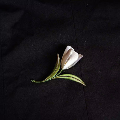 Handmade Thread-Wrapped Tulip Brooch - Elegant Chanhua Floral Jewelry