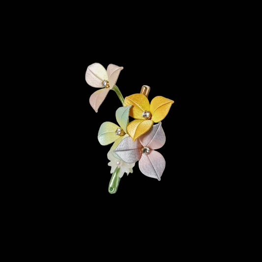 Fermaglio per Capelli Chunri Handmade Chanhua Ortensia - Fiori Pastello con Cristallo