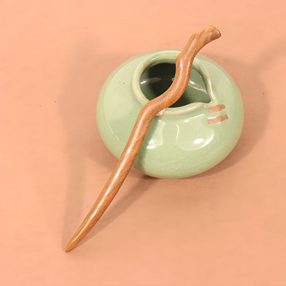 PF096- 15cm Green Sandalwood Hair Sticks - Wholesale