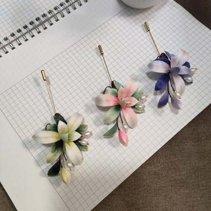 Broche Ronghua Orchidée Faite Main - Pétales Ombrés avec Perle