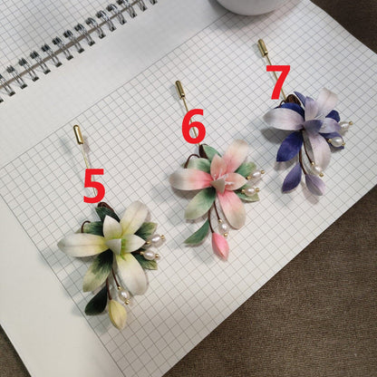 Broche Ronghua Orchidée Faite Main - Pétales Ombrés avec Perle