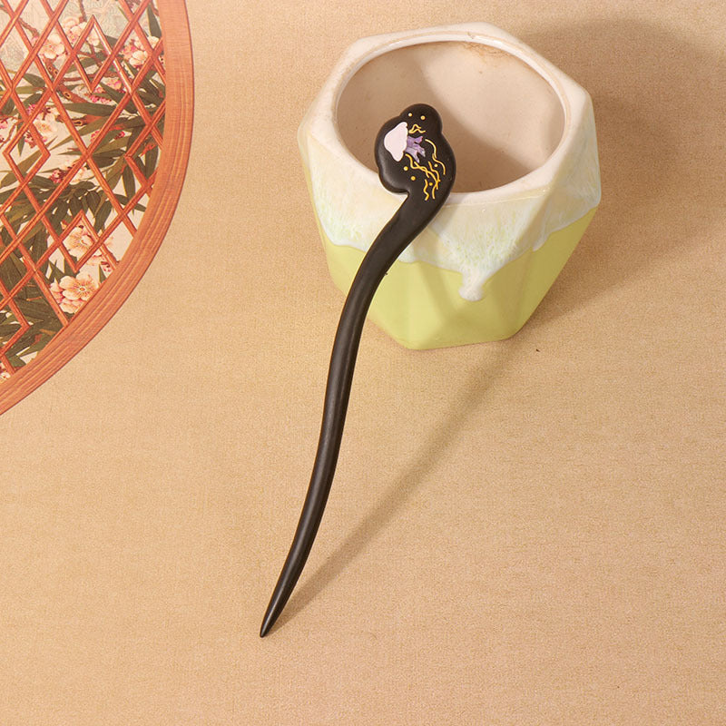 PF137 - 18cm Mother-of-pearl Inlay Wooden Hair Sticks - Wholesale