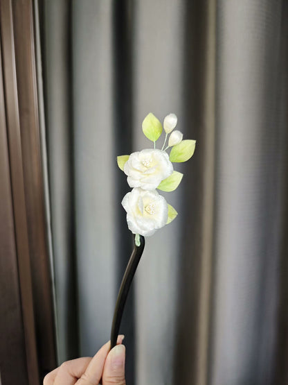 Handmade Ronghua Jasmine Flower - Lifelike Botanical Hair Accessory