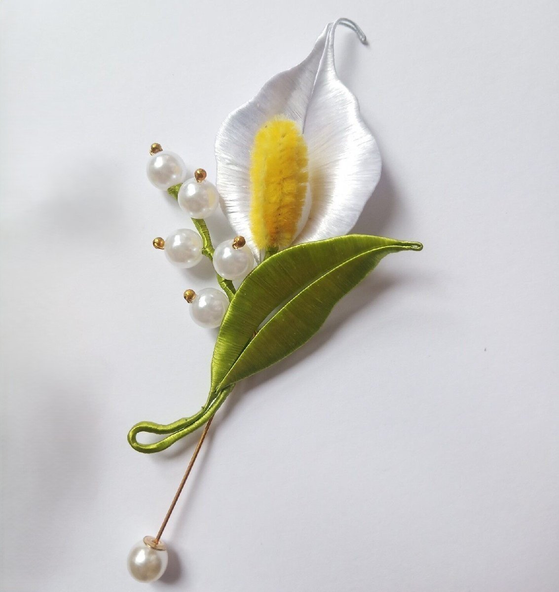Spilla Giglietta Avvolta in Filo Fatta a Mano - Spilla Floreale Artigianale Chanhua