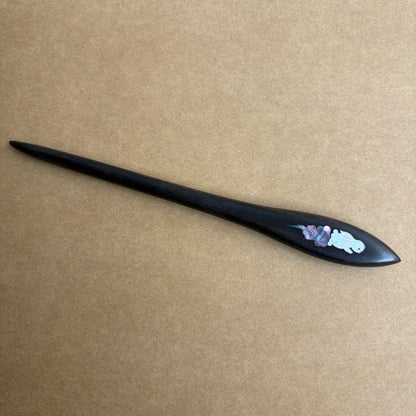 Handmade Mother-of-Pearl Inlay African Blackwood Hair Sticks | Natural Shell Inlay Hairpins