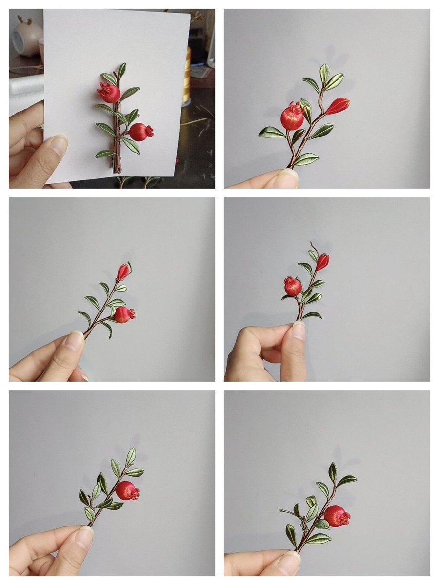 Handmade Chanhua Thread-Wrapped Floral Brooch - Red Blossom Accessory