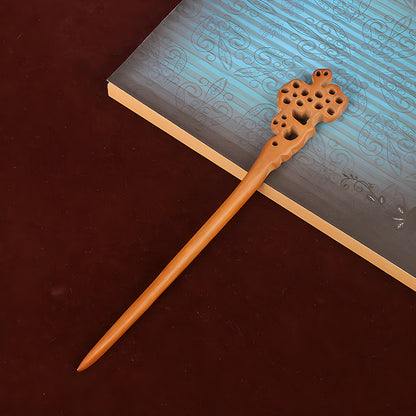 PF079 - 18cm Peach Pear Wood Hair Sticks - Wholesale