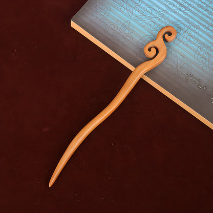 PF079 - 18cm Peach Pear Wood Hair Sticks - Wholesale