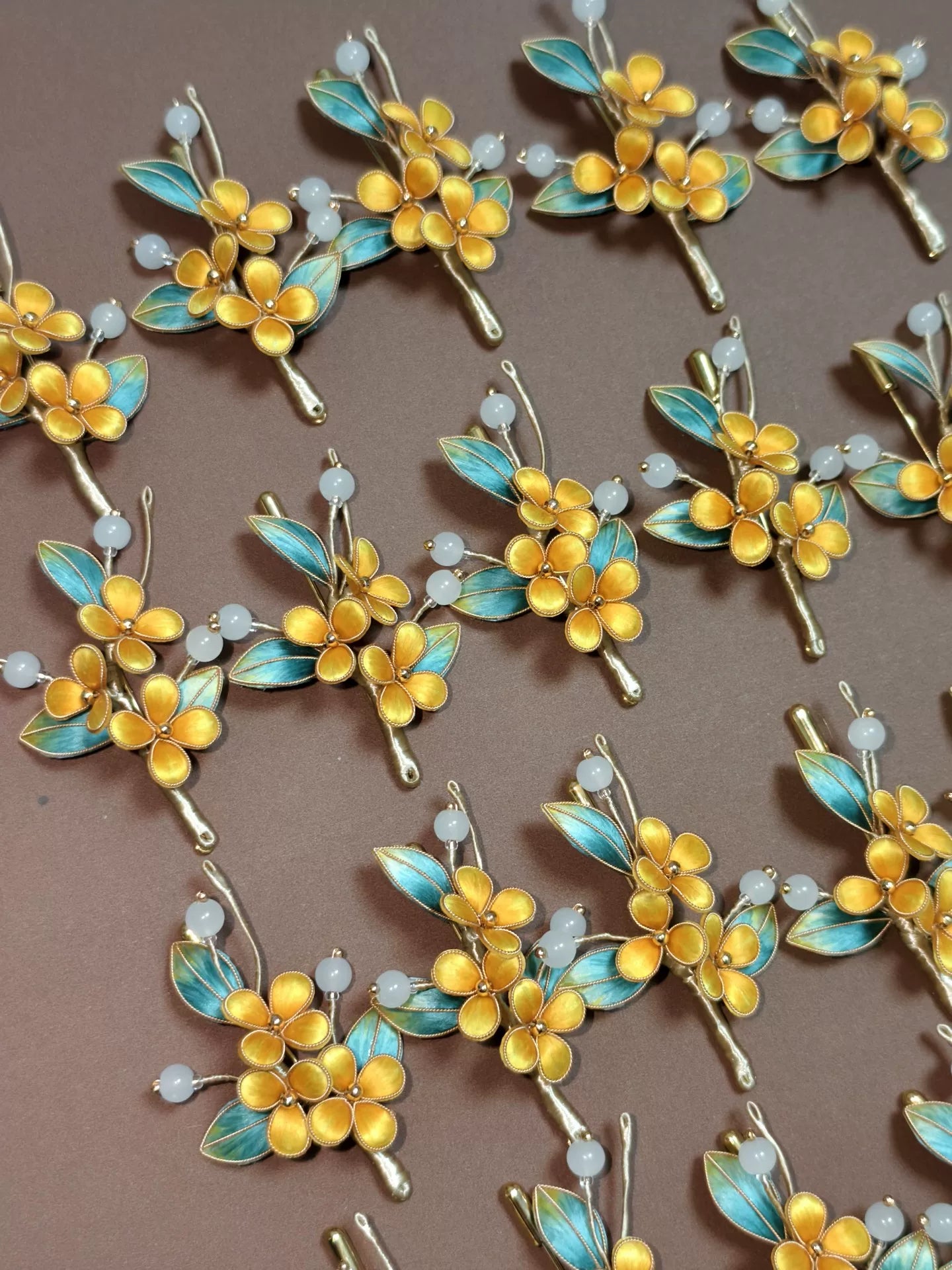 PF206 - Yellow Flowers Ronghua Brooch - Wholesale