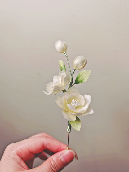 Fleur de jasmin Ronghua faite à la main - Accessoire pour cheveux botanique plus vrai que nature