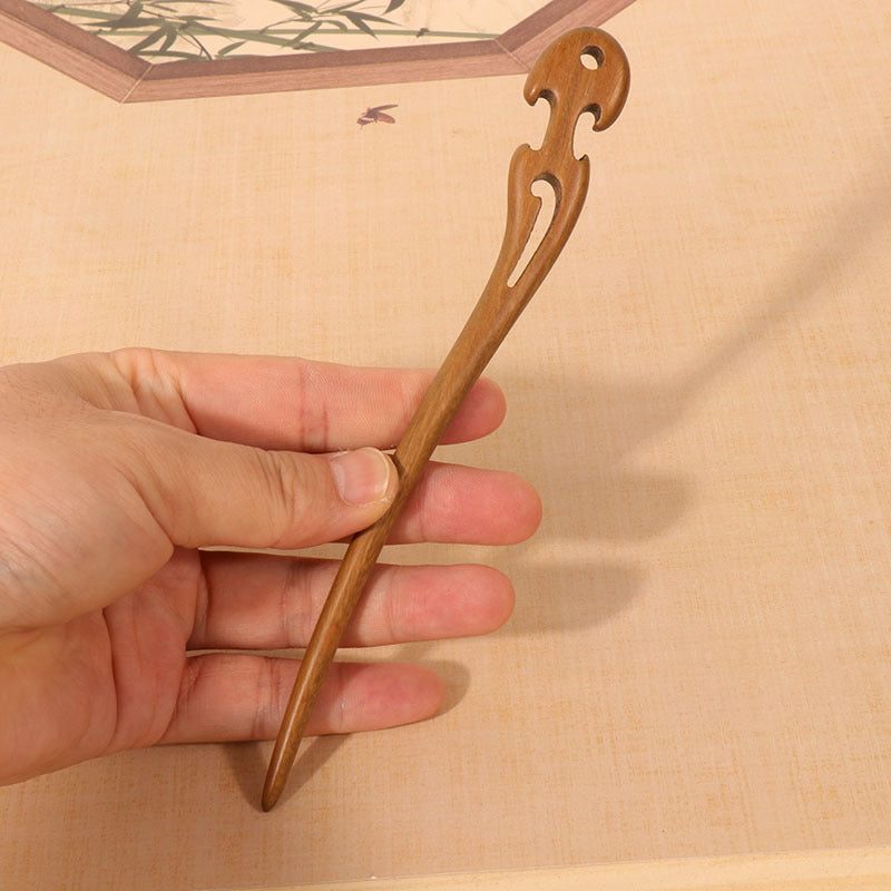 PF097 - 18cm Green Sandalwood Hair Sticks - Wholesale