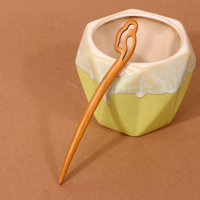 PF125 - 15cm Peach Wood Hair Sticks - Wholesale