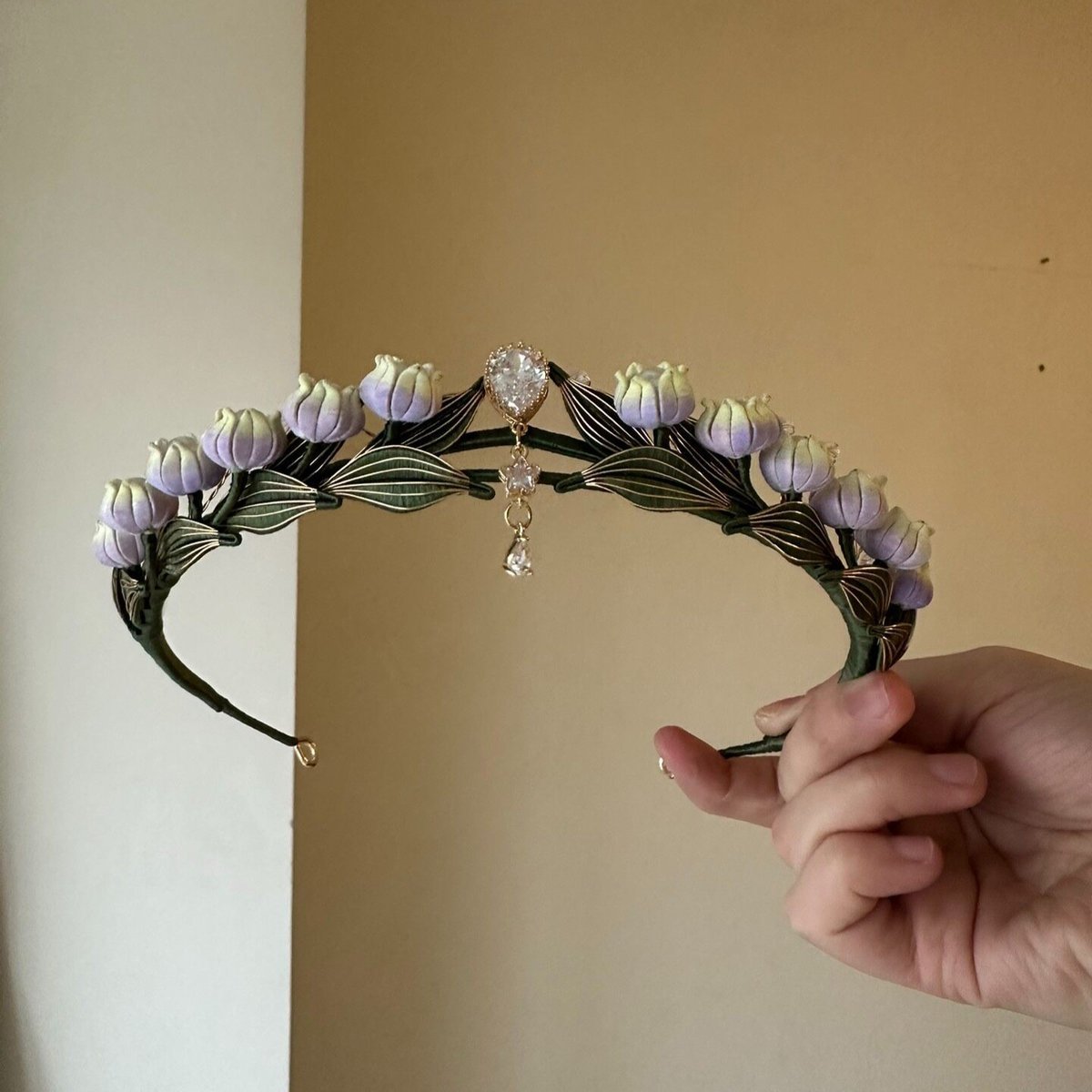 Handmade Lily of the Valley Princess Tiara - Artisanal Chanhua Floral Crown