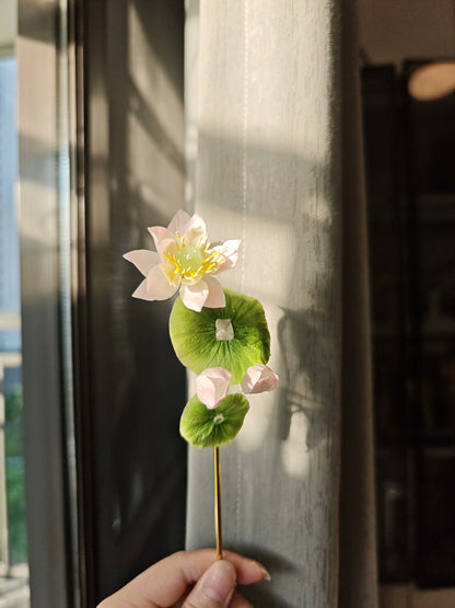 Handmade Ronghua Lotus Hairpin - Lifelike Botanical Hair Accessory