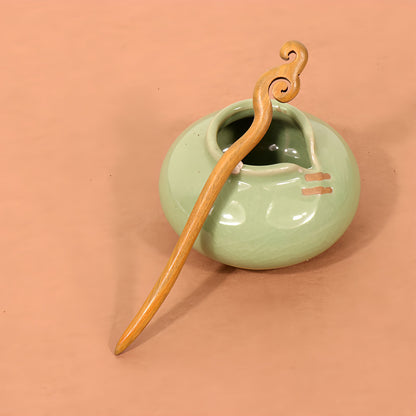 PF096- 15cm Green Sandalwood Hair Sticks - Wholesale