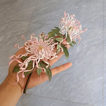 Handmade Chanhua Thread-Wrapped Chrysanthemum Ornament - Luxury Floral Decor for Vases & Displays
