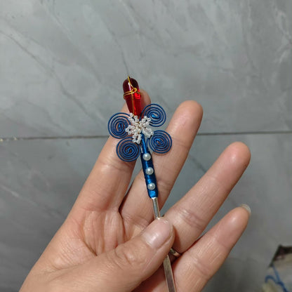 Épingle à cheveux faite main en fil enroulé Chanhua – Élégant accessoire floral pour cheveux