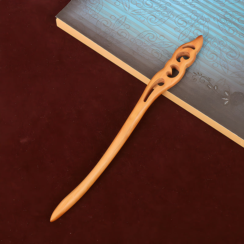 PF079 - 18cm Peach Pear Wood Hair Sticks - Wholesale