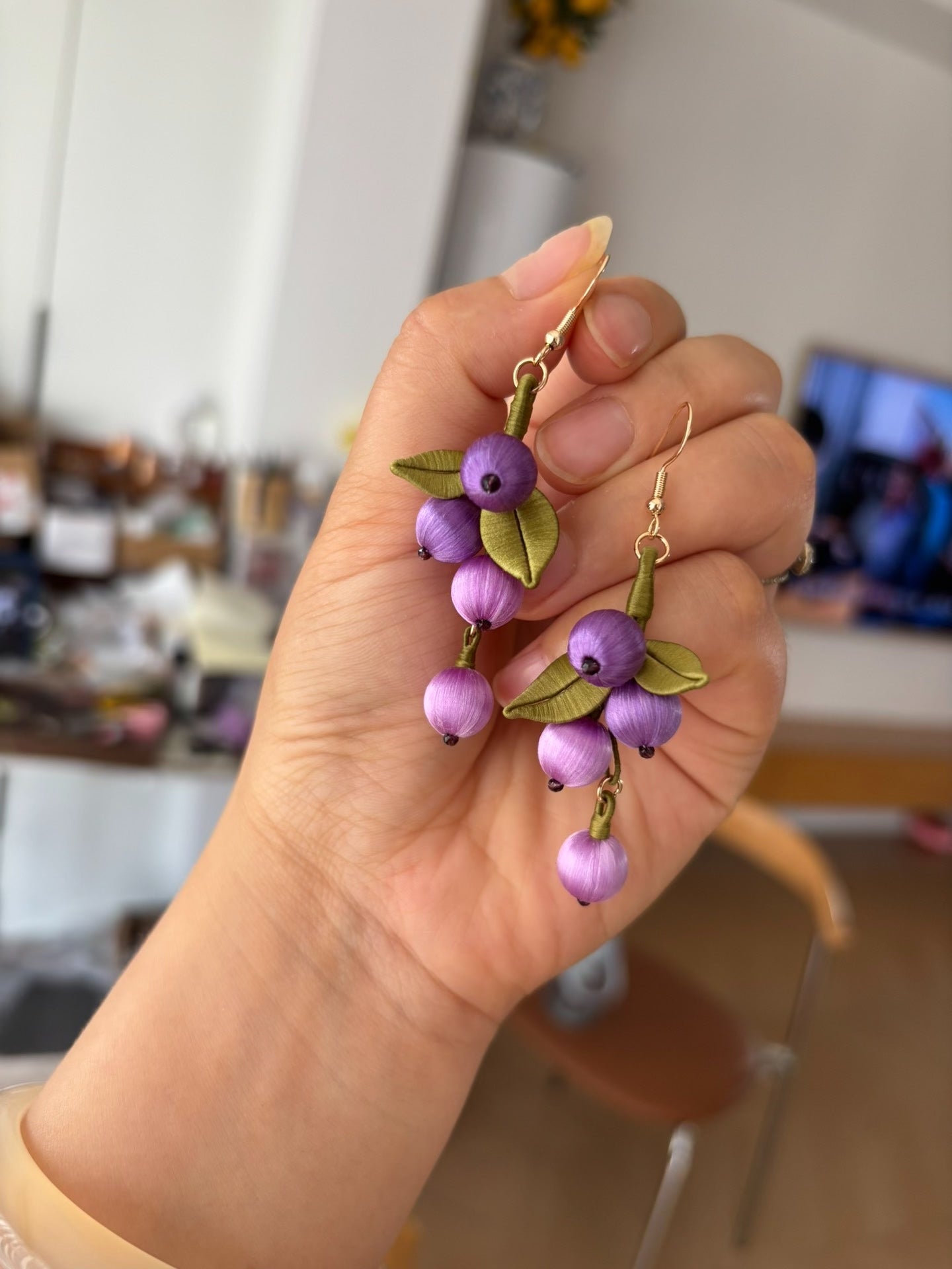 PF214 - Purple Grape Chanhua Earrings - Wholesale