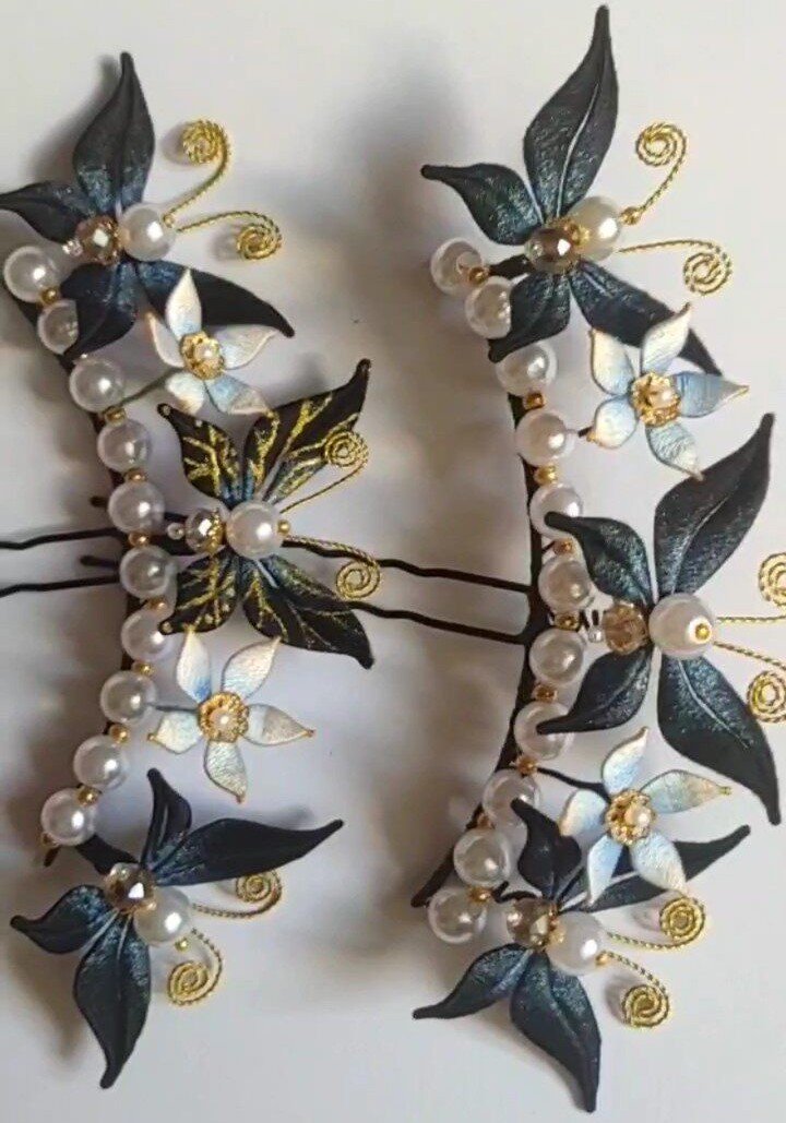Handmade Thread-Wrapped Butterfly Hair Fork - Artisanal Chanhua Wedding Hairpin