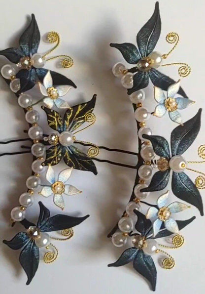 Handmade Thread-Wrapped Butterfly Hair Fork - Artisanal Chanhua Wedding Hairpin