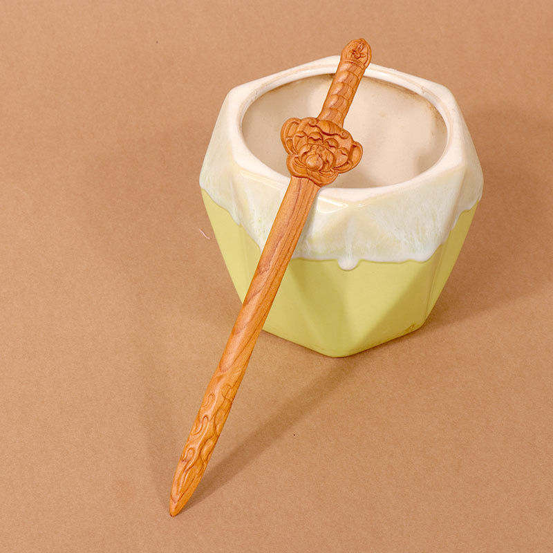 PF101 - 18cm Peach Wood Hair Sticks - Wholesale
