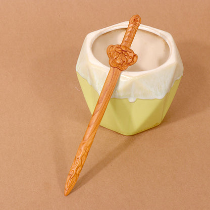 PF101 - 18cm Peach Wood Hair Sticks - Wholesale